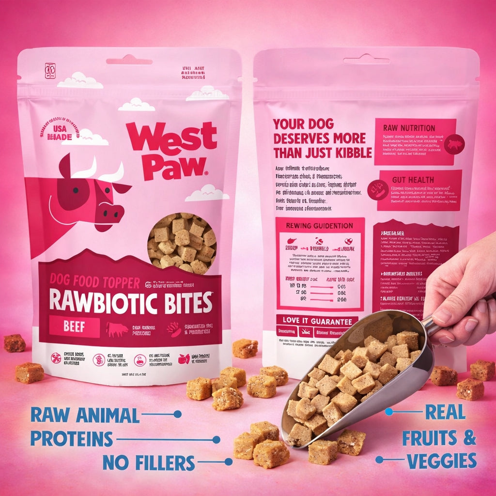 Rawbiotic Bites Beef Dog Food Topper | Raw Protein, Probiotics & Real Veggies