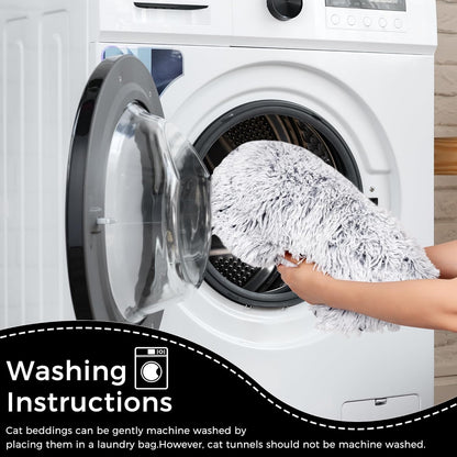 2-in-1 Luxury Plush Cat Tunnel & Donut Bed – Cozy Multi-Shape Play Center (Grey)