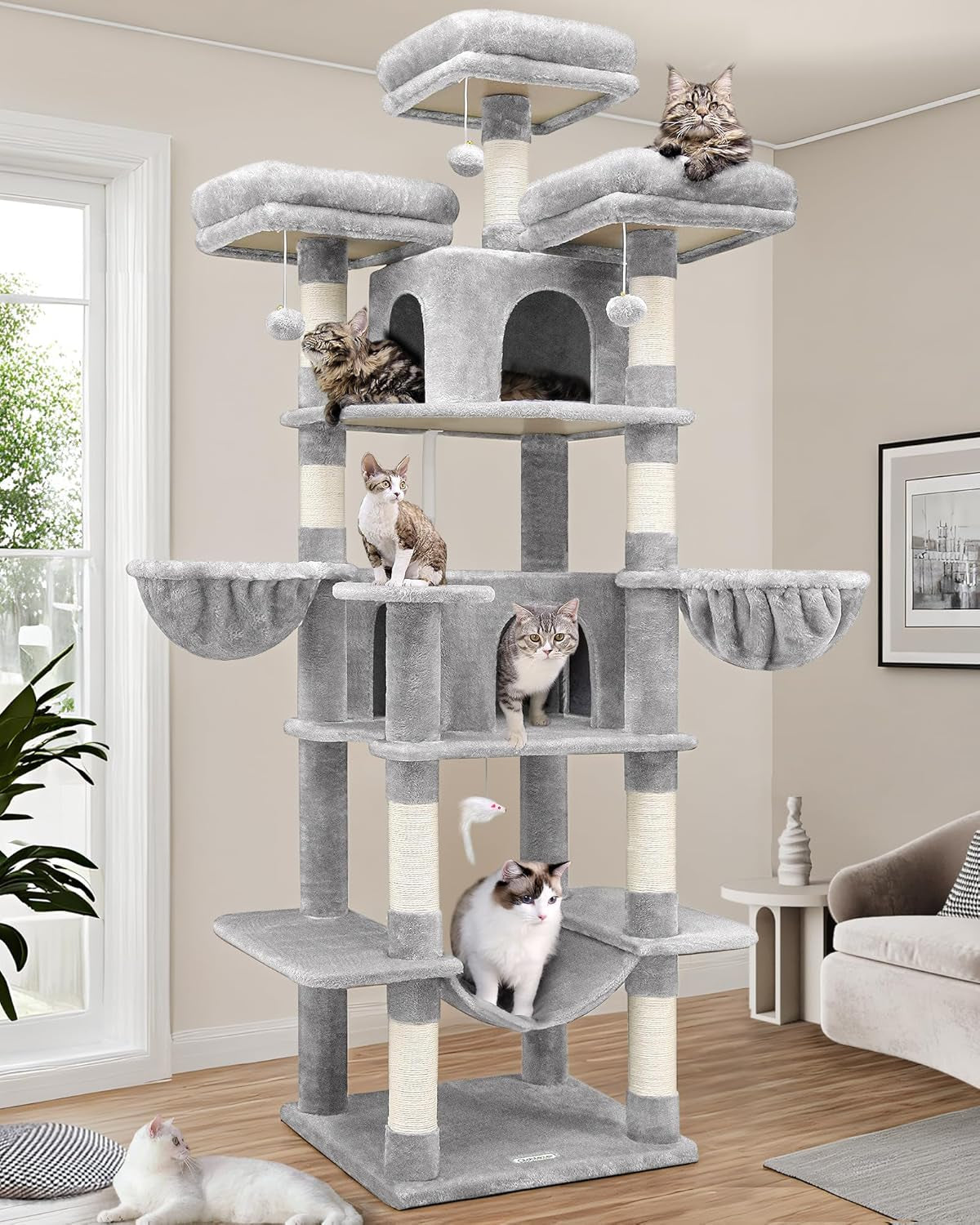 Ultimate 80” XXL Luxury Cat Mansion – Giant Multi-Level Tower for Large Cats