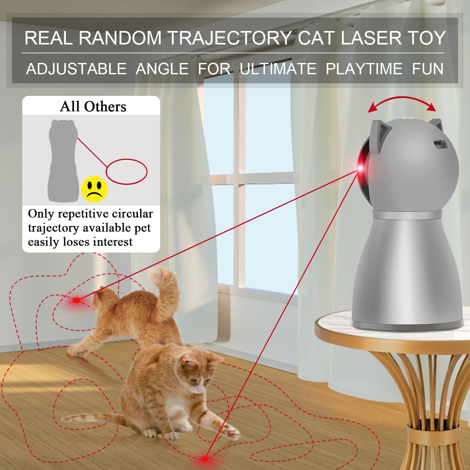 ZenChase™ 4th Gen Motion-Activated Laser Toy – Real Random Trajectory & USB Rechargeable Enrichment