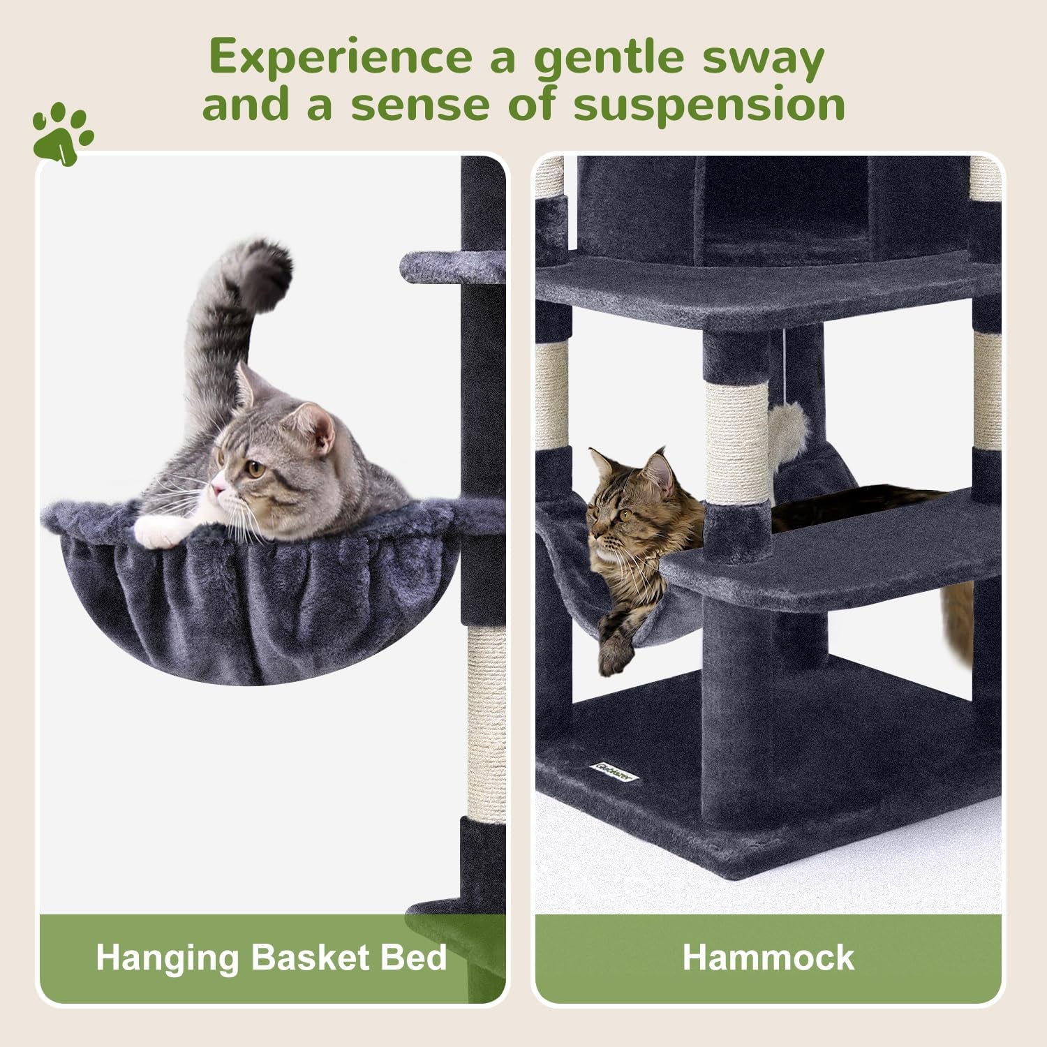 ZenCurve™ 66” Luxury Corner Cat Tower – Modern Space-Saving Design with Dual Condos & Oversized Perch