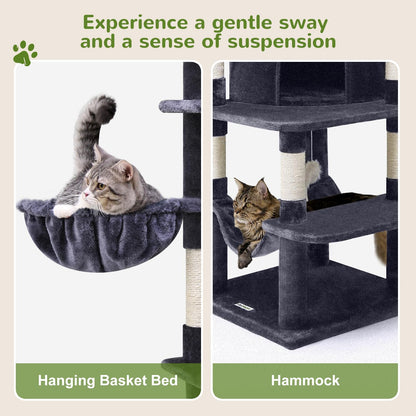 ZenCurve™ 66” Luxury Corner Cat Tower – Modern Space-Saving Design with Dual Condos & Oversized Perch