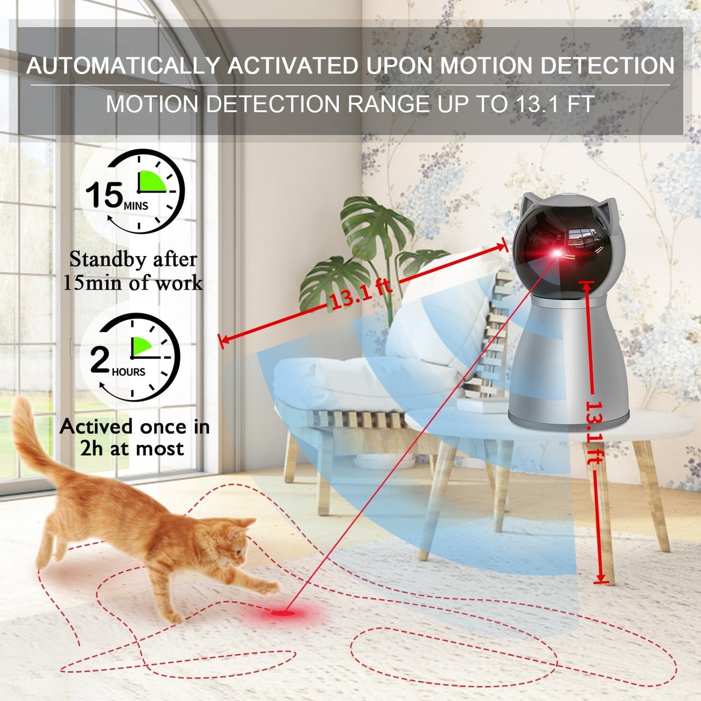 ZenChase™ 4th Gen Motion-Activated Laser Toy – Real Random Trajectory & USB Rechargeable Enrichment