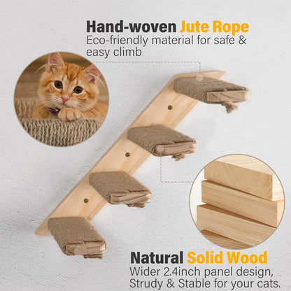 Ascend™ 2-Pack Reinforced Cat Wall Stairs – Heavy-Duty Sisal-Wrapped Steps for Large Cats