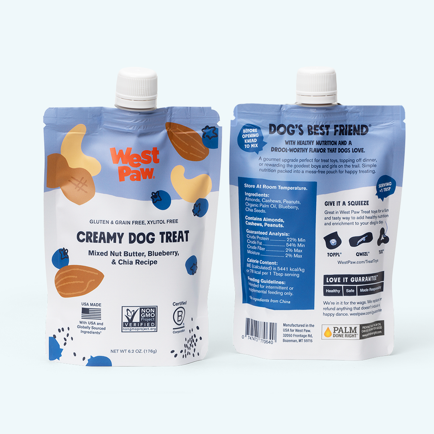 Nut Butter, Blueberry & Chia Seed Dog Treat — Natural & Nutrient-Rich