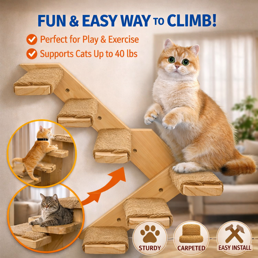 Ascend™ 2-Pack Cat Wall Stairs – Safe & Sturdy Access for Cats