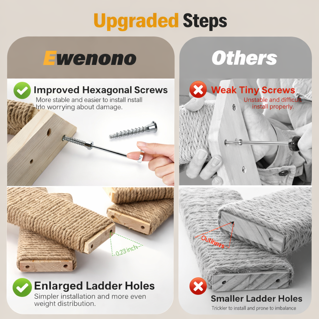 Ascend™ 2-Pack Cat Wall Stairs – Safe & Sturdy Access for Cats