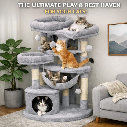 ZenCurve™ 66” Luxury Corner Cat Tower – Premium Play & Rest for Cats
