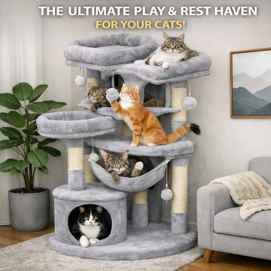 ZenCurve™ 66” Luxury Corner Cat Tower – Premium Play & Rest for Cats