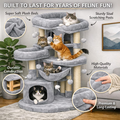 ZenCurve™ 66” Luxury Corner Cat Tower – Premium Play & Rest for Cats