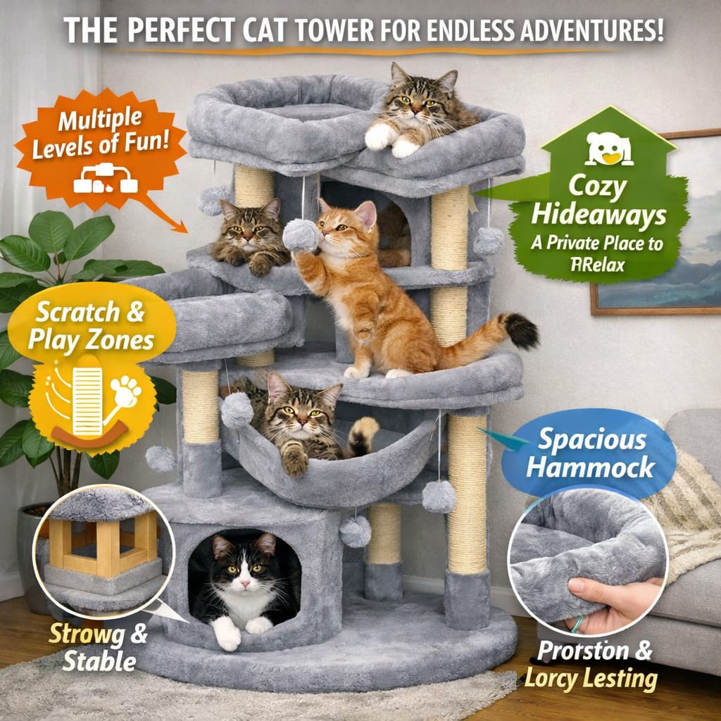 ZenCurve™ 66” Luxury Corner Cat Tower – Premium Play & Rest for Cats