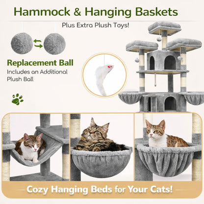 GrandMansion™ 80” XXL Cat Tower – Multi-Level Luxury Play & Rest Center