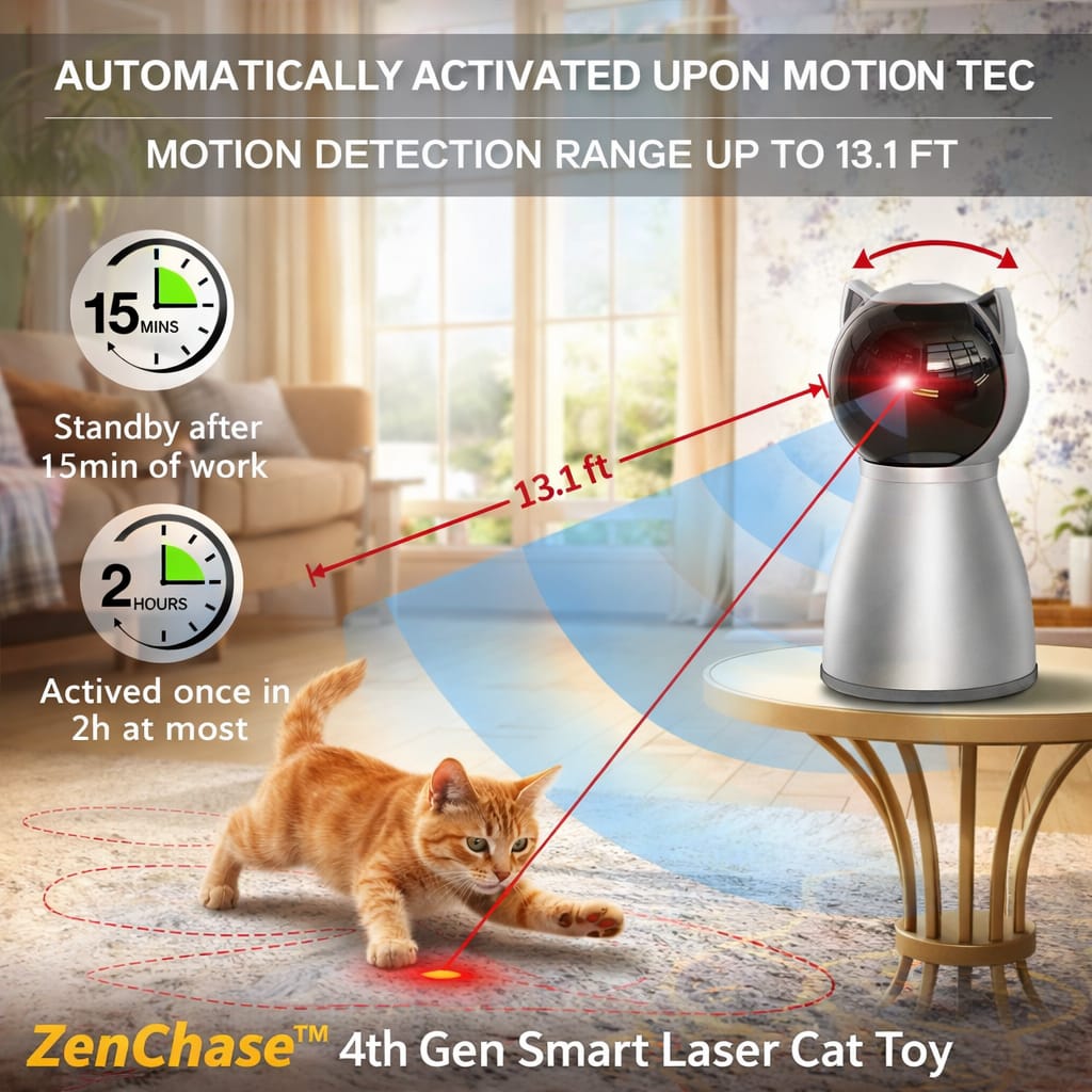 ZenChase™ 4th Gen Smart Laser Cat Toy - Automatic Interactive Toy for Indoor Cats