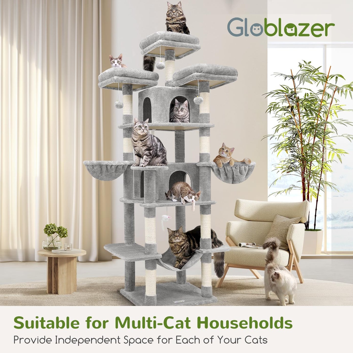Ultimate 80” XXL Luxury Cat Mansion – Giant Multi-Level Tower for Large Cats