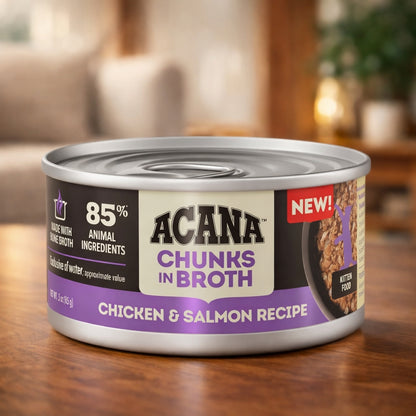 Acana Grain Free Kitten Wet Food | Chicken & Salmon Chunks in Bone Broth (3oz)