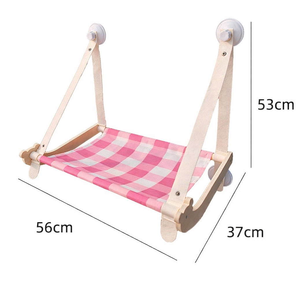 Wooden Window Cat Hammock | Foldable Sun Seat Bed with Strong Suction Cups