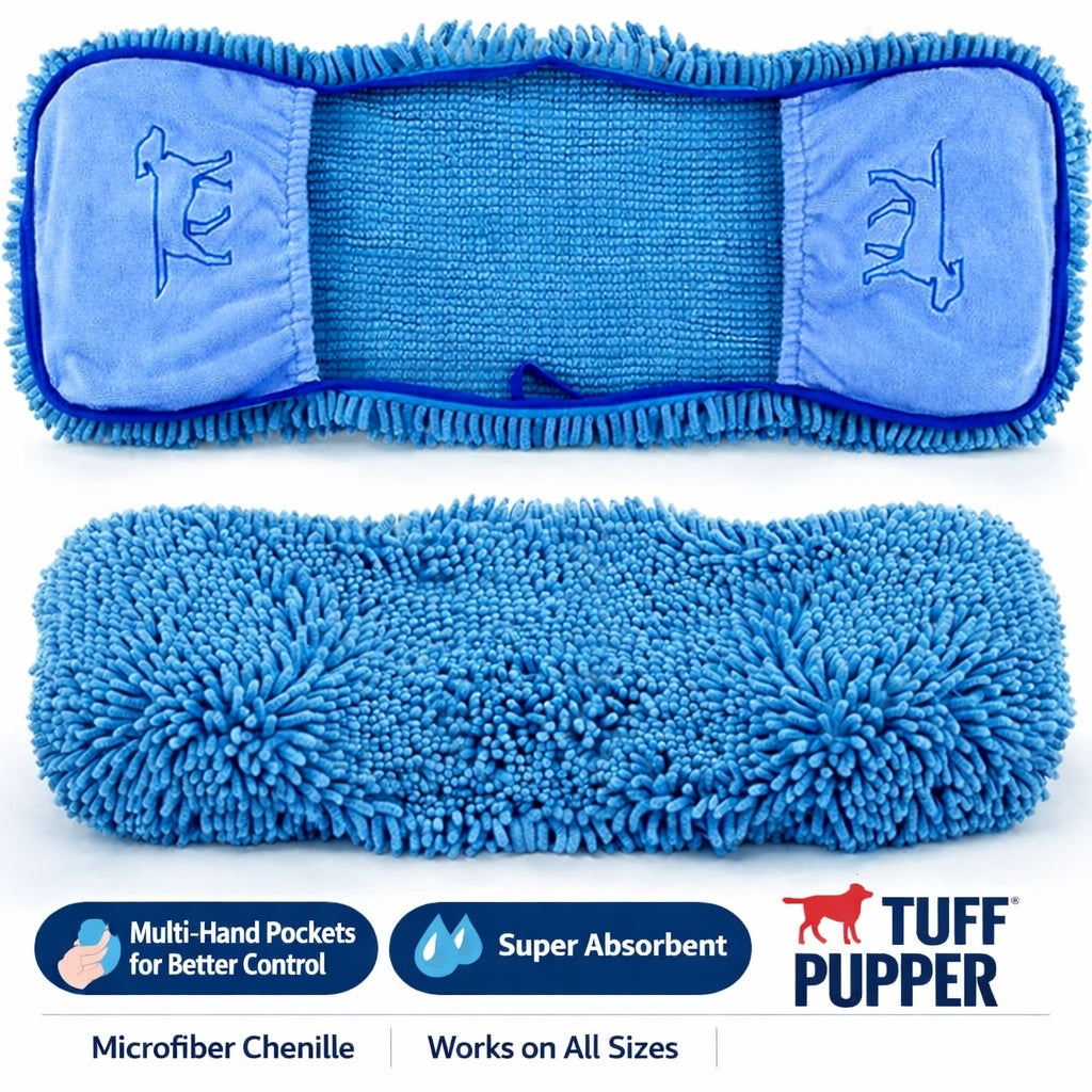 ApexDry™ Ultra-Absorbent Microfiber Dog Towel with Hand Pockets (35" x 15")