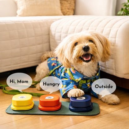 Wiz Basics Recordable Dog Communication Buttons | Training Set of 4 with Mat