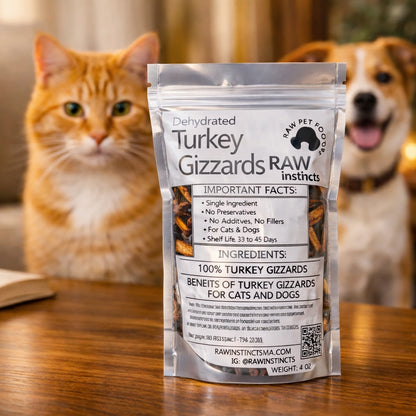 Raw Instincts Dehydrated Turkey Gizzards for Cats & Dogs | Single Ingredient, USA Sourced (3oz)