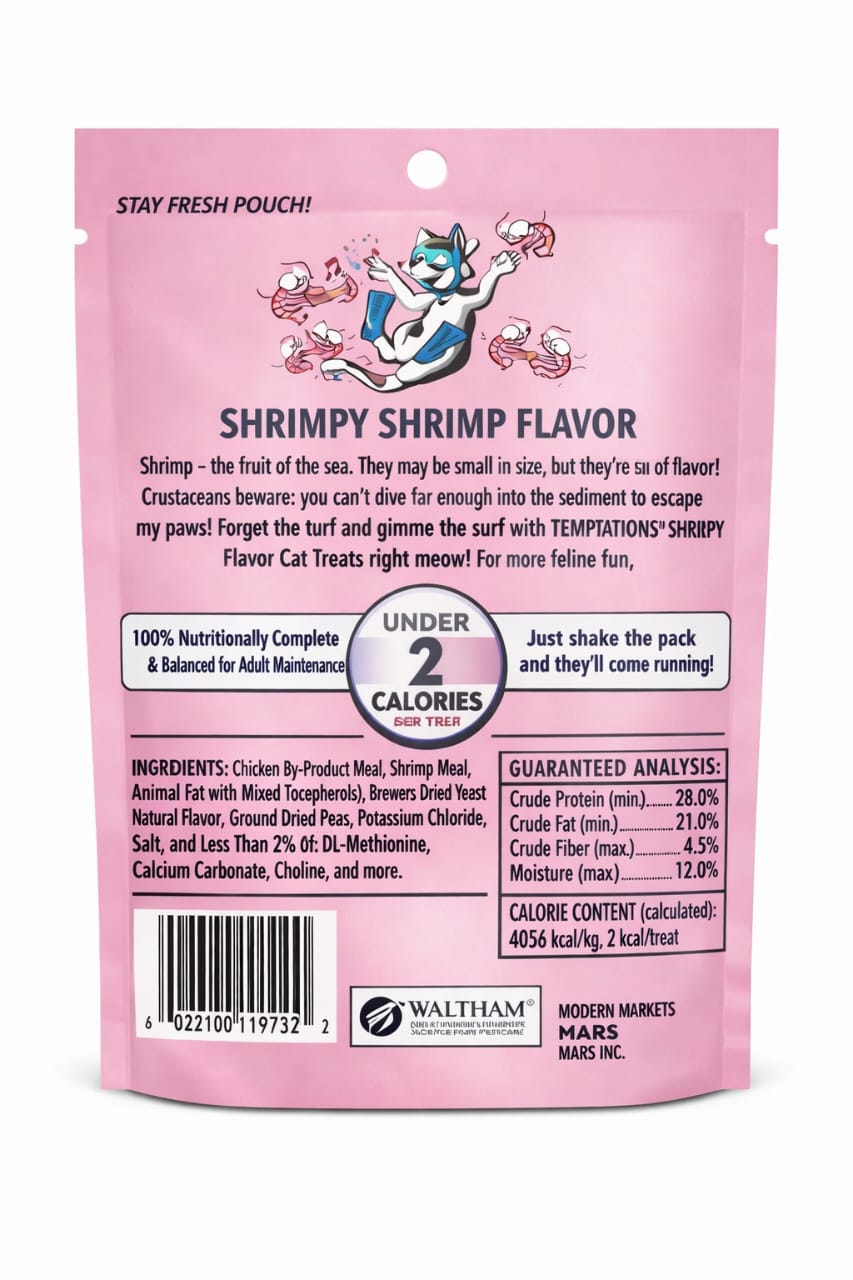 Temptations™ Classic Shrimp Flavor Cat Treats | Crunchy & Soft, Less Than 2 Calories Each