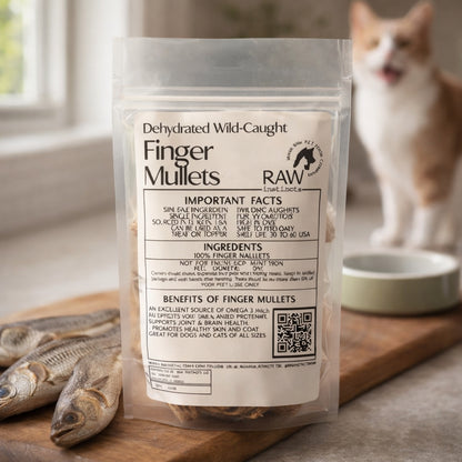 Dehydrated Finger Mullets – Omega-3 Treat for Cats & Dogs | 5 Whole Fish | Raw Instincts