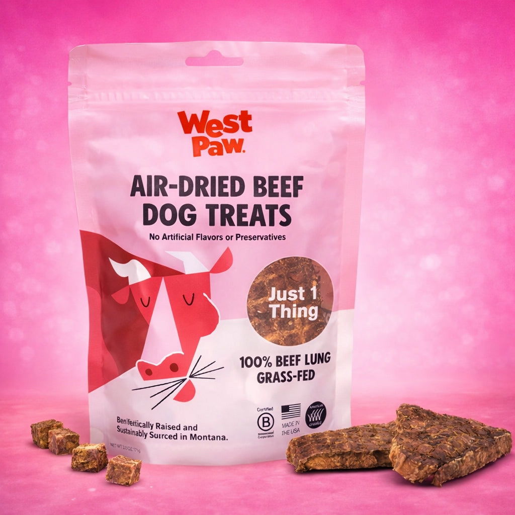 West Paw Air-Dried Beef Lung Dog Treats | Single Ingredient, Grass-Fed & Protein-Rich